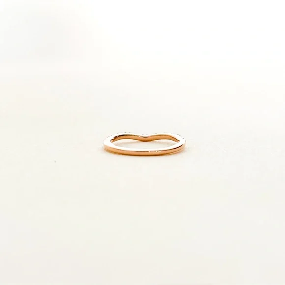 Diamond Pave Rose Gold 14K Round Contour Curved Wedding Band Ring Size 6 0.2 ctw - Picture 5 of 10